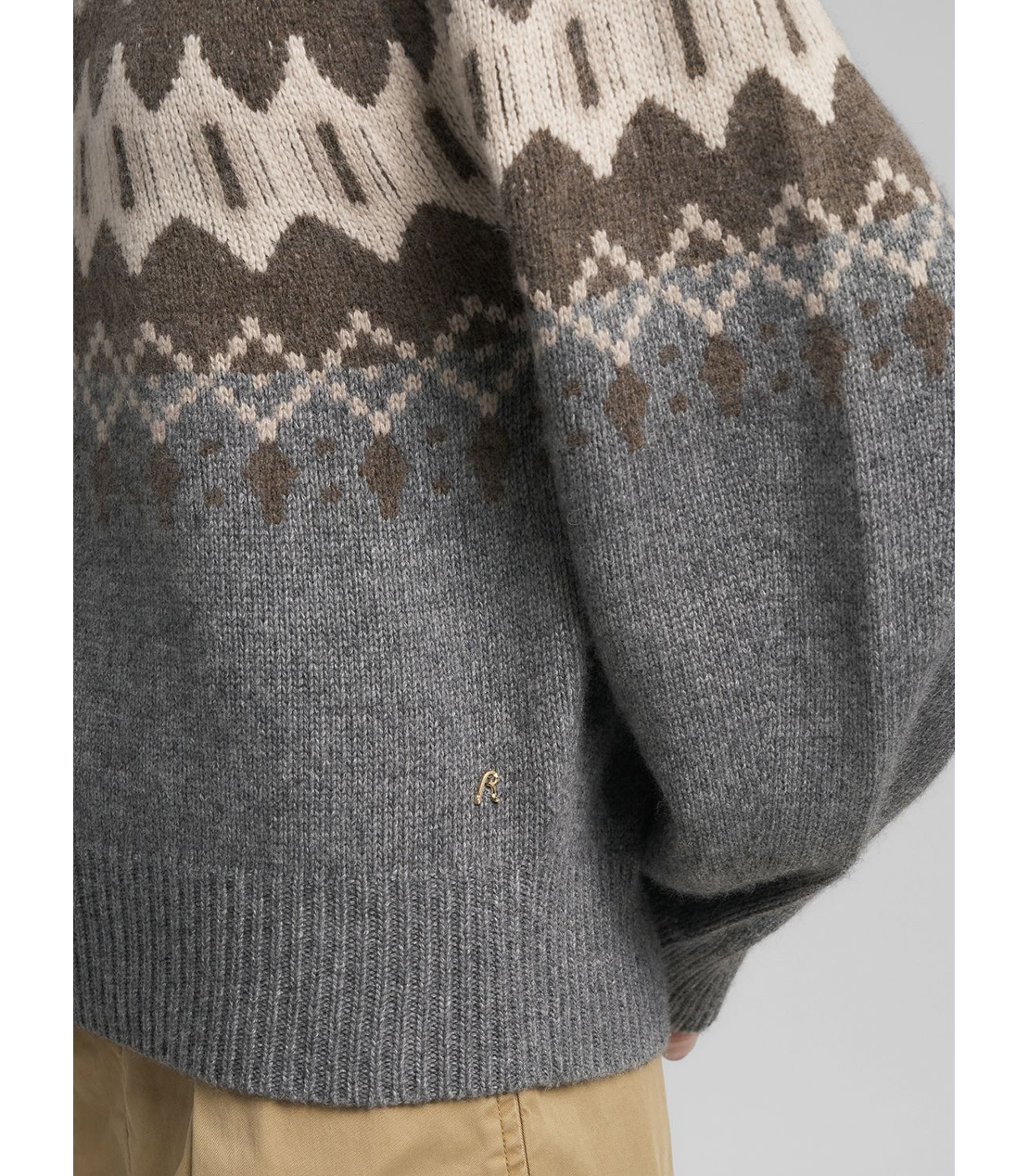 フェアアイルウールブレンドオフタートルニット 詳細画像 グレー系 6